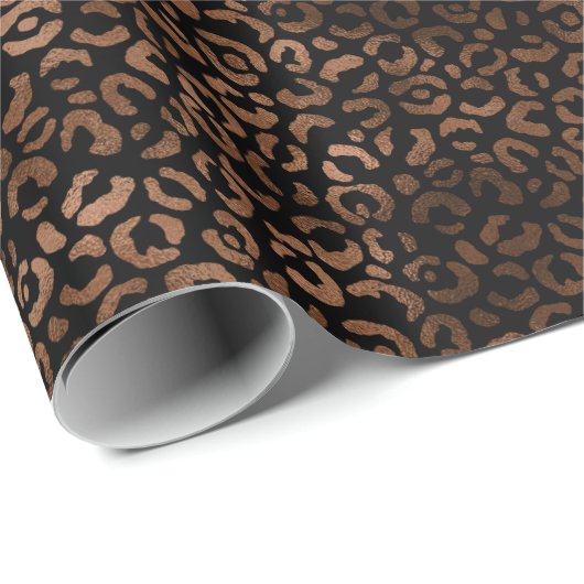 Glam Brown Black Leopard Print Cadeaupapier (Rol Hoek)