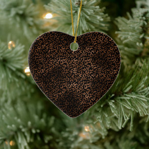 Glam Brown Black Leopard Print Keramisch Ornament