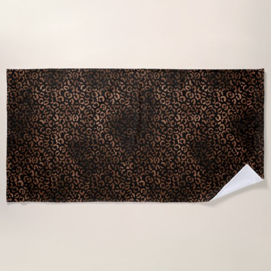 Glam Brown Black Leopard Print Strandlaken (Voorkant)