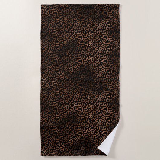 Glam Brown Black Leopard Print Strandlaken (Voorkant)