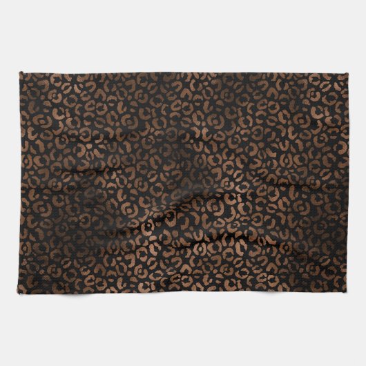 Glam Brown Black Leopard Print Theedoek (Horizontaal)