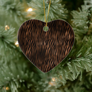 Glam Brown Black Zebra Print Keramisch Ornament