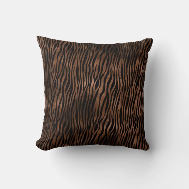 Glam Brown Black Zebra Print Kussen (Voorkant)