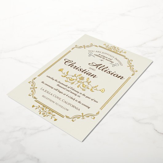  Glam Bruiloft Gouden Folie Invitation Folie Uitnodiging (Gedraaid)