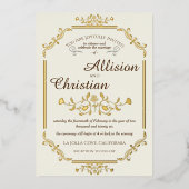  Glam Bruiloft Gouden Folie Invitation Uitnodiging (Voorkant)