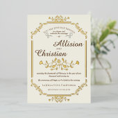  Glam Bruiloft Gouden Folie Invitation Uitnodiging (Staand Voorkant)