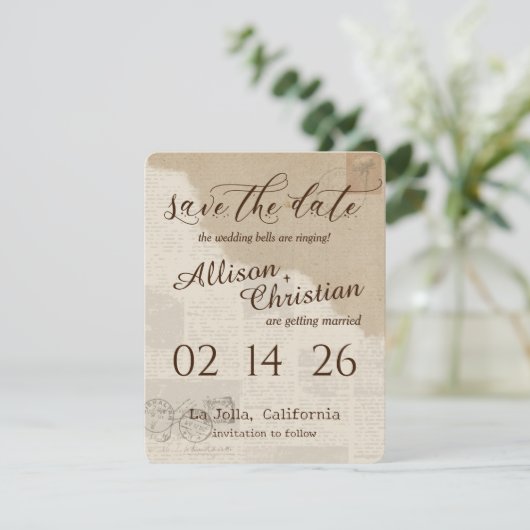 Glam Bruiloft Save The Date Invitation Kaart (Staand voorkant)