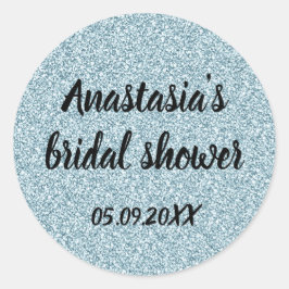 Glam bruiloftsfeest Blauw Zilver Glitter Vonken Ronde Sticker