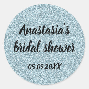 Glam bruiloftsfeest Blauw Zilver Glitter Vonken Ronde Sticker