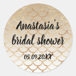 Glam bruiloftsfeest Gouden Zeemeermin Glitters Gli Ronde Sticker