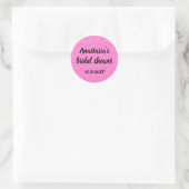 Glam Bruiloftsfeest Heet Roze Glitters Glans Naam Ronde Sticker (Tas)