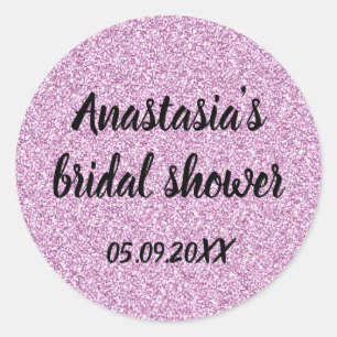 Glam Bruiloftsfeest Lilac Paarse Glitters Glans Ronde Sticker