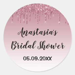 Glam bruiloftsfeest Paarse Roze Gouden Glitterdrup Ronde Sticker