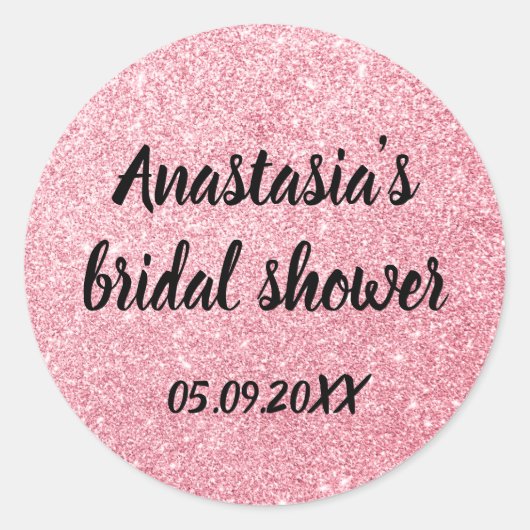 Glam bruiloftsfeest Roze Goud Glitter Glinstering Ronde Sticker (Voorkant)