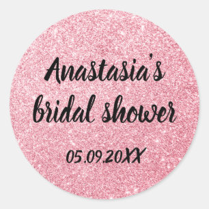 Glam bruiloftsfeest Roze Goud Glitter Glinstering Ronde Sticker