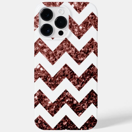 Glam Bruin Rood Glitter schittert Wit Chevron Case-Mate iPhone Case (Achterkant)