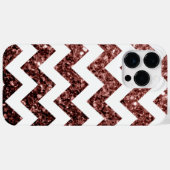 Glam Bruin Rood Glitter schittert Wit Chevron Case-Mate iPhone Case (Achterkant (horizontaal))