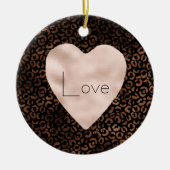 Glam Bruin Zwart Leopard Print Hart Keramisch Ornament (Voorkant)