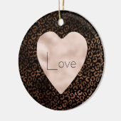 Glam Bruin Zwart Leopard Print Hart Keramisch Ornament (Links)