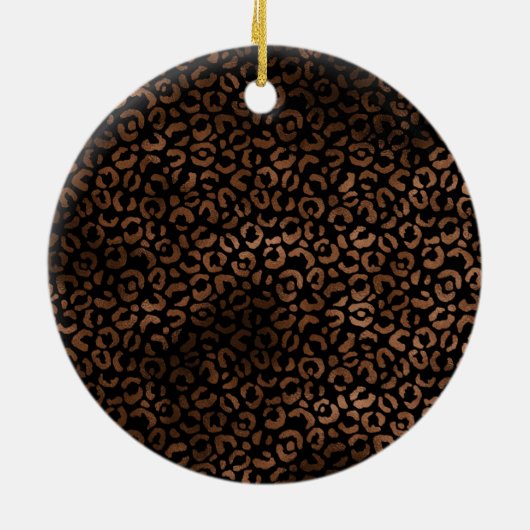 Glam Bruin Zwart Leopard Print Hart Keramisch Ornament (Achterkant)