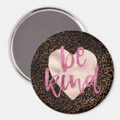 Glam Bruin Zwart Leopard Print Hart Magneet (Voorkant / Achterkant)
