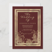 Glam bruine gouden glinsterende bloem bruiloft kaart (Voorkant)