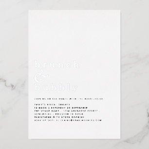 Glam Brunch Bubble Vrijgezellenfeest Real Folie Uitnodiging