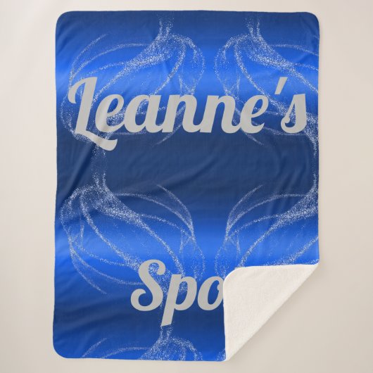 Glam Brushed Metal en Glitter Blue Monogram | Sherpa Deken (Voorkant)