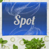 Glam Brushed Metal en Glitter Blue Monogram | Theedoek (Gevouwen)