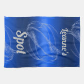 Glam Brushed Metal en Glitter Blue Monogram | Theedoek (Horizontaal)