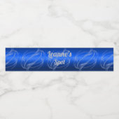 Glam Brushed Metal en Glitter Blue Monogram | Waterfles Etiket (Enkel label)