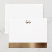 Glam Brushed Metal Gold Girly Monogram Notitiekaartje (Voorkant / Achterkant)