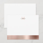 Glam Brushed Metal Roos Gold Girly Monogram Notitiekaartje (Voorkant / Achterkant)