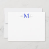 Glam Brushed Metal Royal Blue Classic Monogram Notitiekaartje (Voorkant)