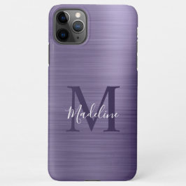 Glam Brushed Metallic Midnight Paars Monogram iPhone 11Pro Max Hoesje