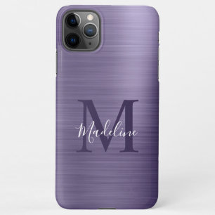 Glam Brushed Metallic Midnight Paars Monogram iPhone 11Pro Max Hoesje