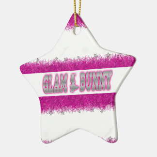Glam Bunny Pink Star-kerstversiering Keramisch Ornament