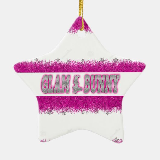 Glam Bunny Pink Star-kerstversiering Keramisch Ornament (Achterkant)