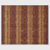 Glam Burgunde Wood Golden Folie Bloemenkant Cadeaupapier (Vlak)