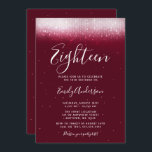 Glam Burgundy 18th Birthday Kaart<br><div class="desc">Deze moderne 18e verjaardag-uitnodiging is bedoeld om indruk te maken! Trendy faux shimmer licht op een Bourgogne achtergrond met een modern script.</div>