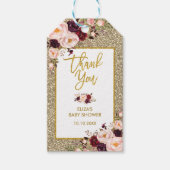 Glam Burgundy Blush Flower Glitter Hartelijk dank Cadeaulabel (Voorkant)