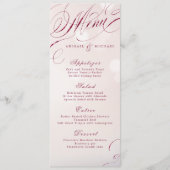 Glam burgundy calligraphy vintage bruiloft menu (Voorkant)