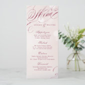 Glam burgundy calligraphy vintage bruiloft menu (Staand voorkant)