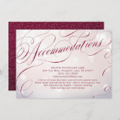 Glam burgundy kalligrafie accommodatie informatiekaartje (Voorkant / Achterkant)