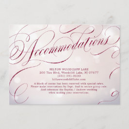 Glam burgundy  kalligrafie accommodatie informatiekaartje