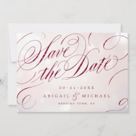 Glam burgundy  kalligrafie bespaart de datum save the date