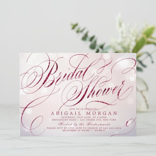 Glam burgundy  kalligrafie Vrijgezellenfeest Kaart (Staand voorkant)