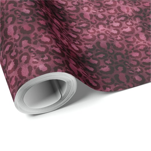 Glam Burgundy Leopard Print Cadeaupapier (Rol Hoek)