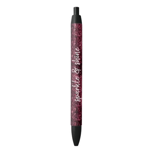 Glam Burgundy Leopard Print Zwarte Inkt Pen (Voorkant Verticaal)