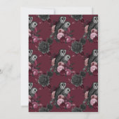  Glam Burgundy Owls Gothic Wedding Kaart (Achterkant)